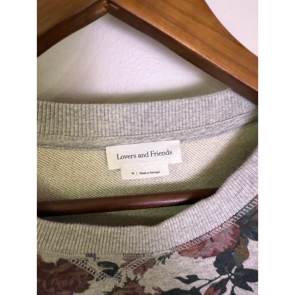 Revolve Lovers + Friends Floral Sweatshirt Dress Gray Rose Print Oversized M - Picture 3 of 4